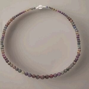 Genuine 140 Ctw Multi Colored Sapphire Bead Princess Necklace In Sterling Silver
